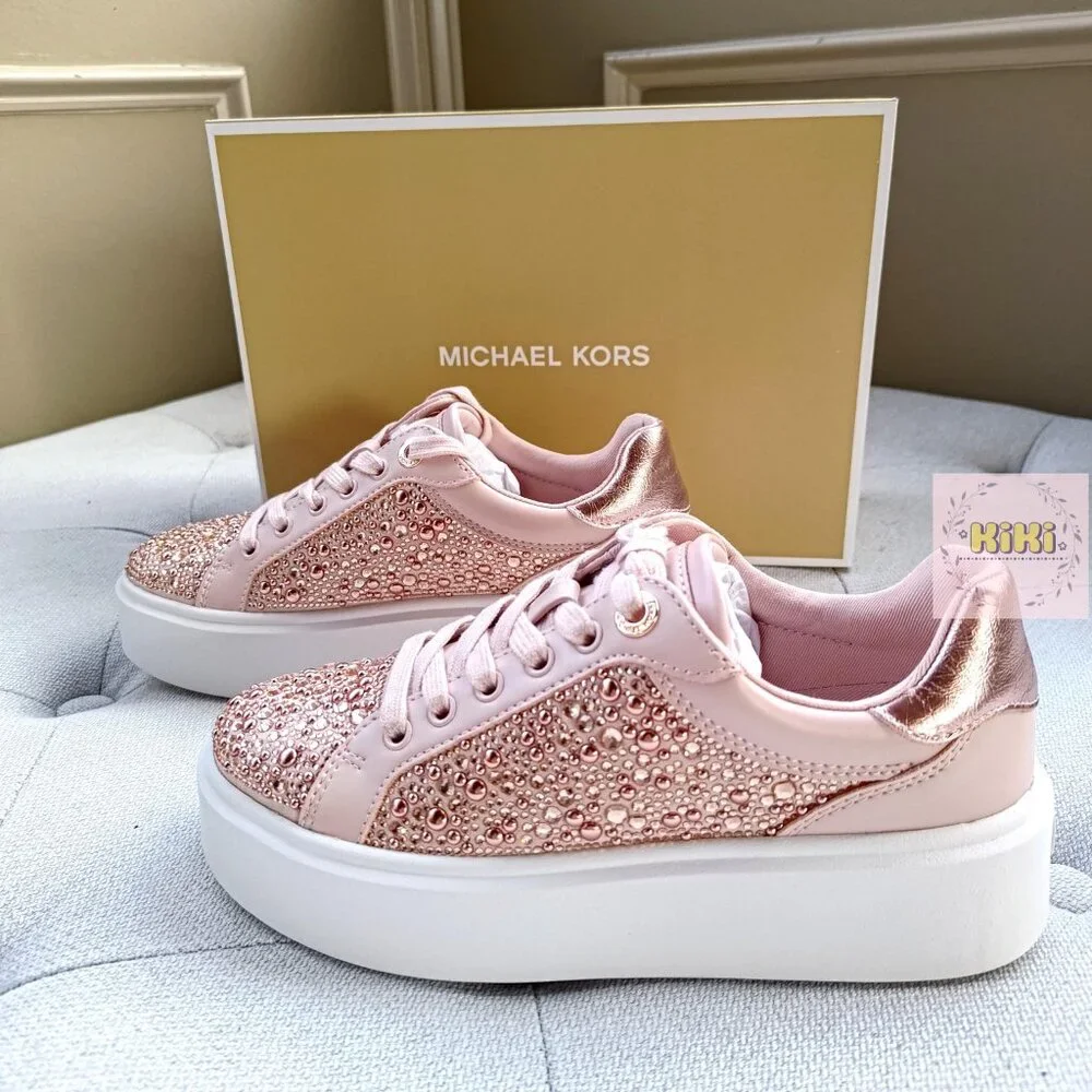 Michael Kors Romey Embellished Platform Sneaker Pink 49F5RMFS1S